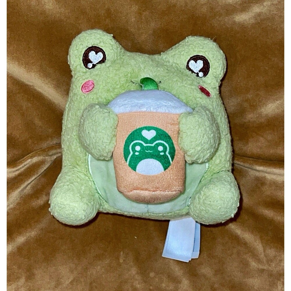 Cuddle Barn RP Lush Frogs Green Frog Plush Holding Cup, Mini Under 6 in, 2021